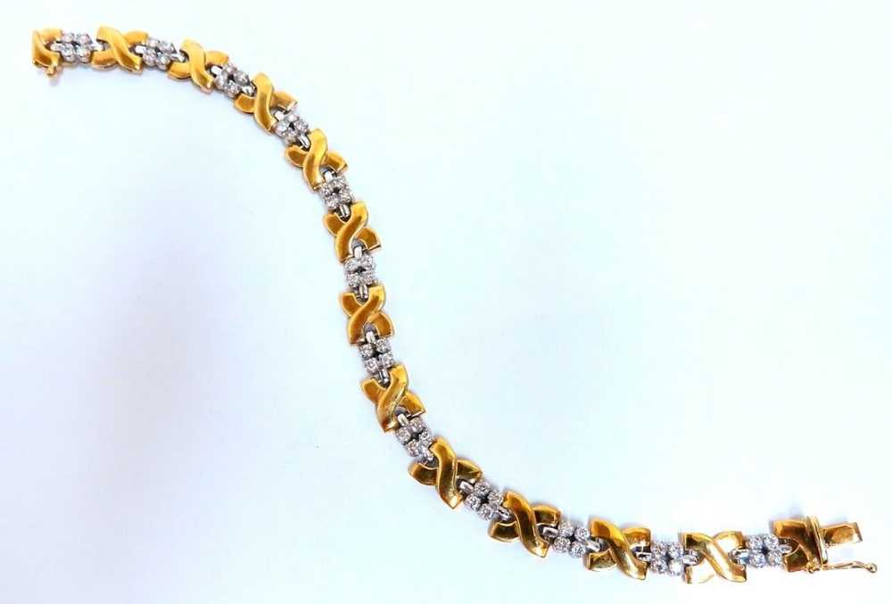 2ct Natural Diamonds X Link Bracelet 14kt two ton… - image 2