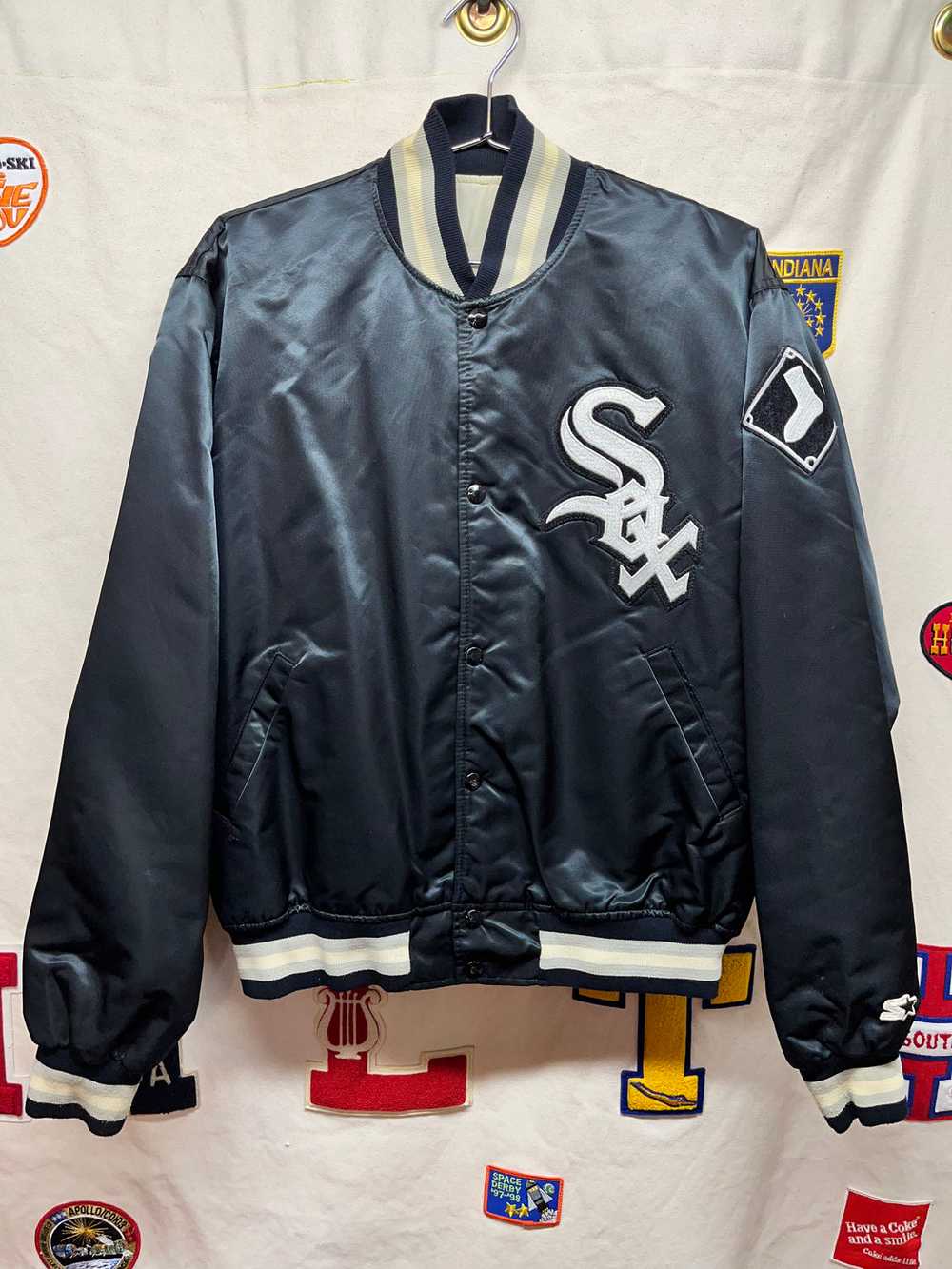 Vintage Chicago White Sox MLB Starter Black Satin… - image 1