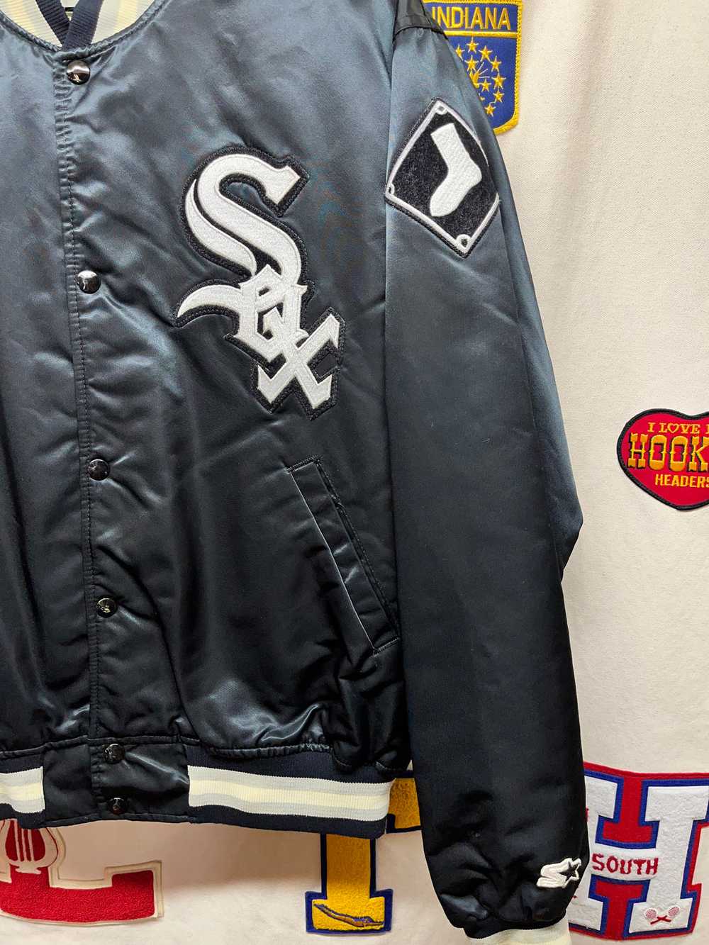 Vintage Chicago White Sox MLB Starter Black Satin… - image 2