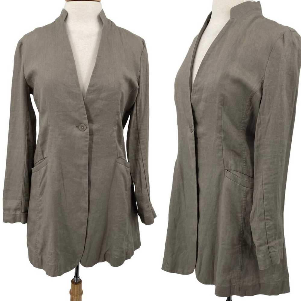 Eileen Fisher Jacket Organic Linen Single Breaste… - image 1
