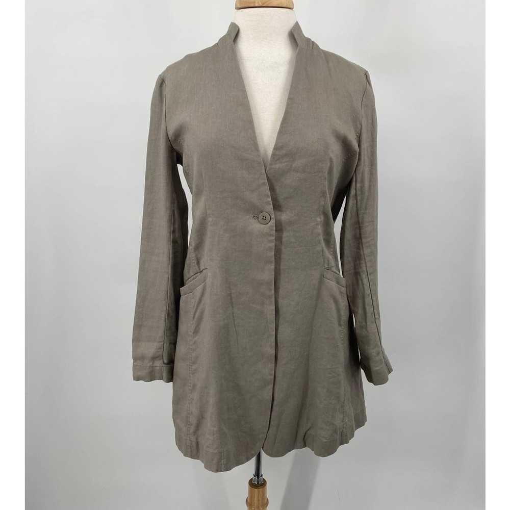 Eileen Fisher Jacket Organic Linen Single Breaste… - image 2