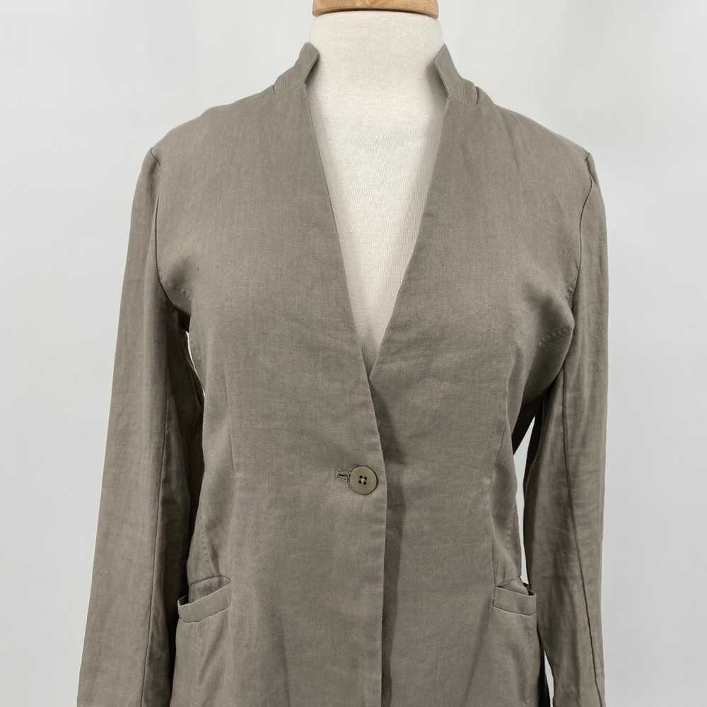 Eileen Fisher Jacket Organic Linen Single Breaste… - image 3