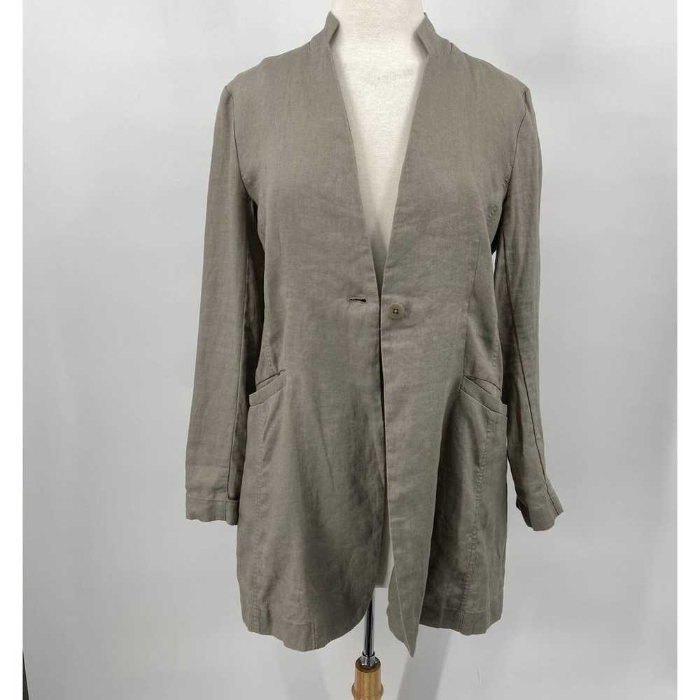 Eileen Fisher Jacket Organic Linen Single Breaste… - image 5