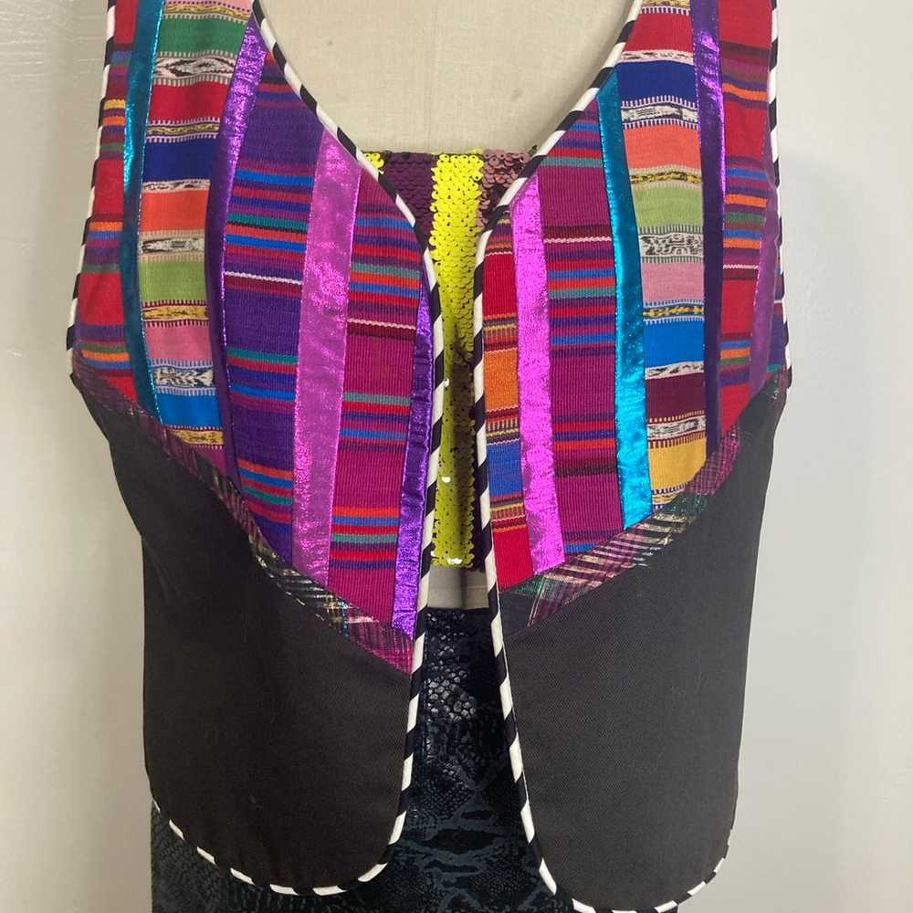Multicolor metallic crazy vintage vest - image 3