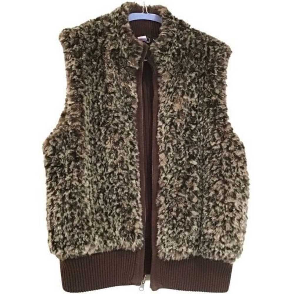 Faux Fur Reversible Y2K Vest, Brown, Size L, Lisa… - image 1