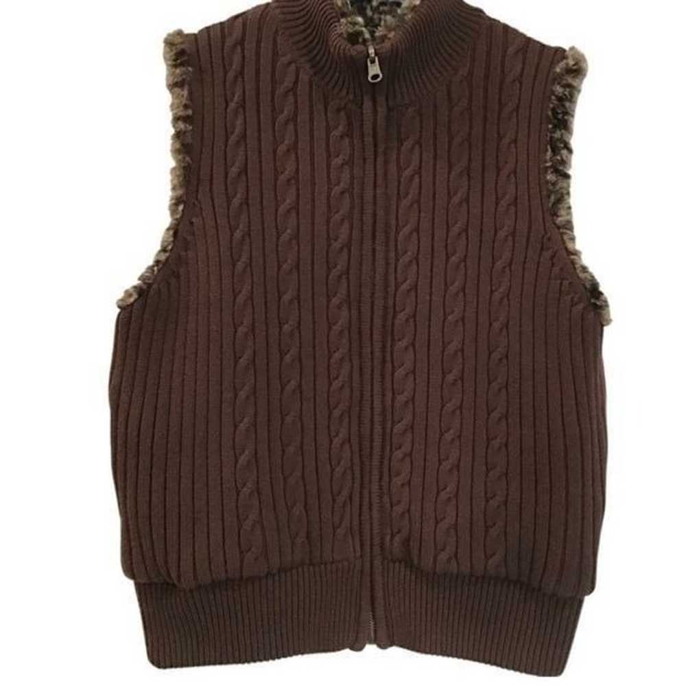 Faux Fur Reversible Y2K Vest, Brown, Size L, Lisa… - image 3