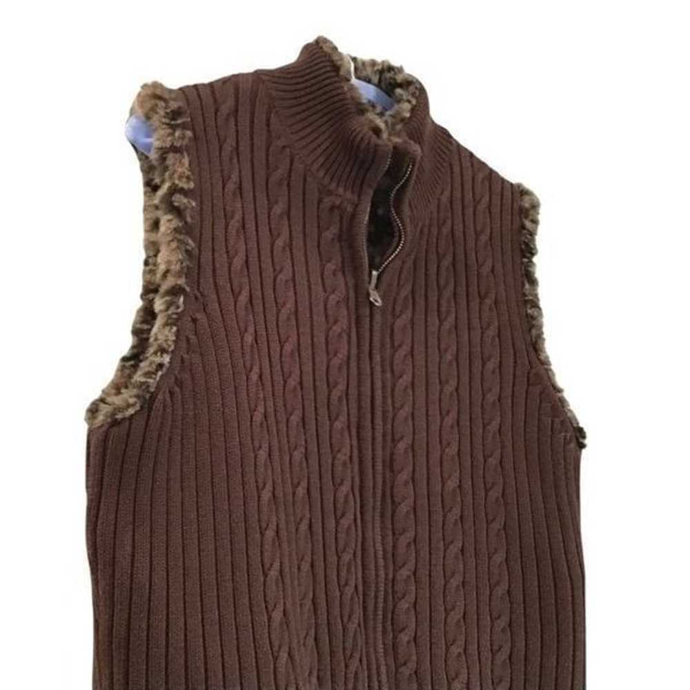 Faux Fur Reversible Y2K Vest, Brown, Size L, Lisa… - image 7