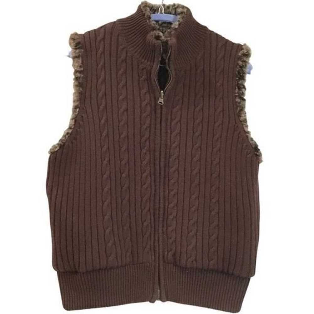 Faux Fur Reversible Y2K Vest, Brown, Size L, Lisa… - image 8