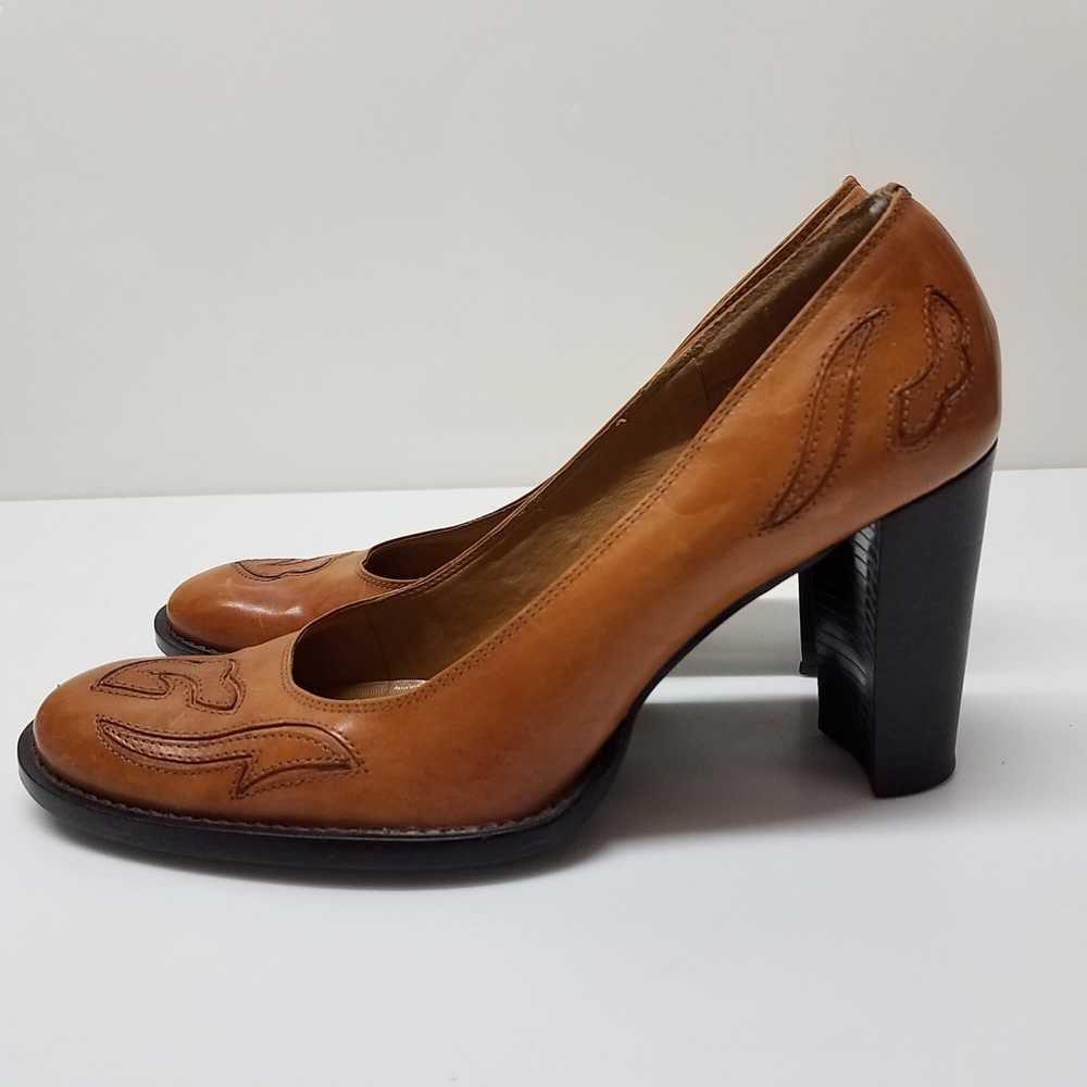Enzo Angiolini Brown Leather Patch Stitch Western… - image 3
