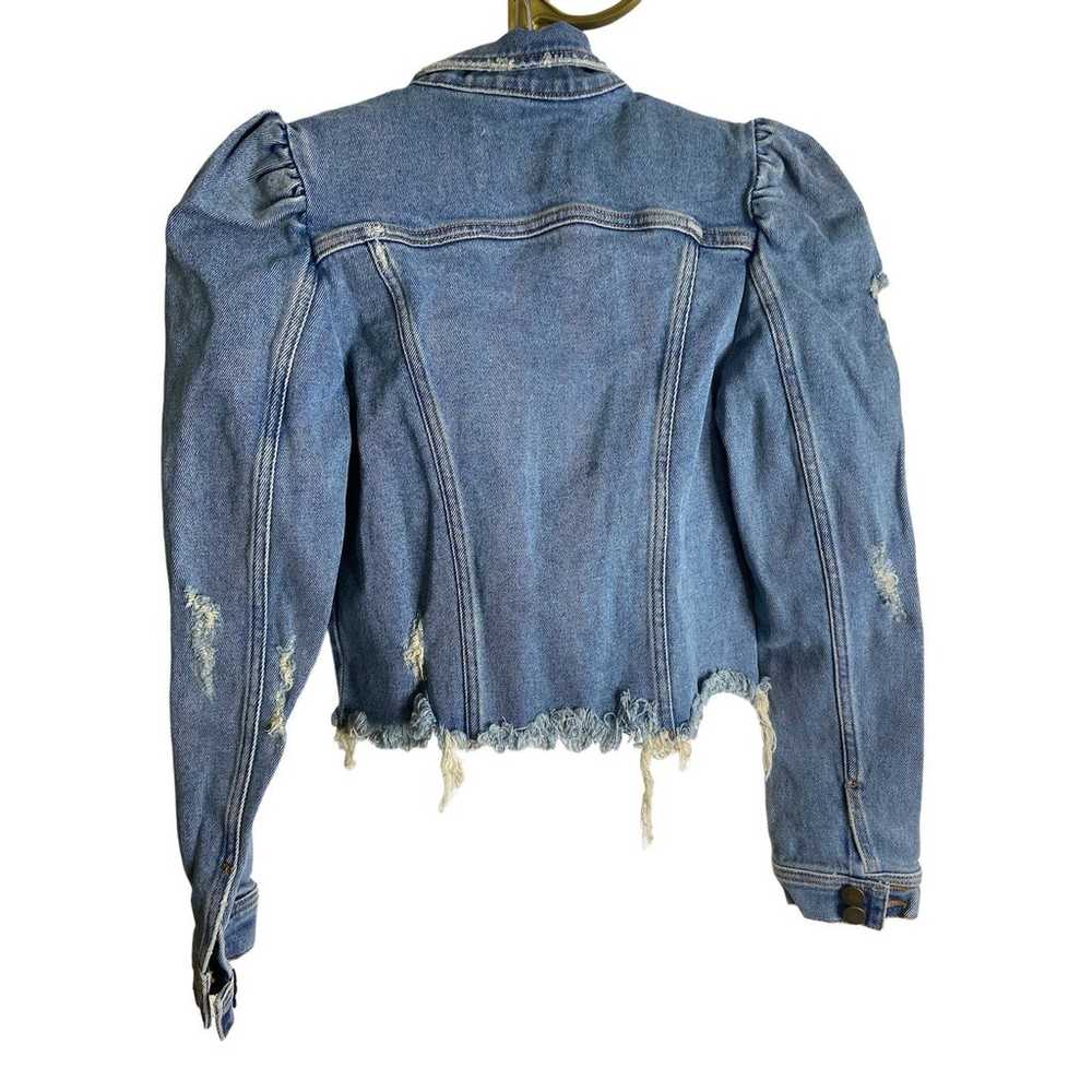 Retrofete Rissa Jean Cropped Jacket Distressed Fr… - image 12
