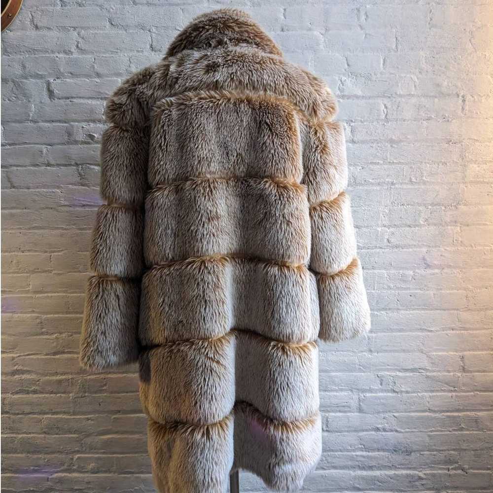 Vintage Fluffy Vegan Fur Coat Genuine Suede Orang… - image 8