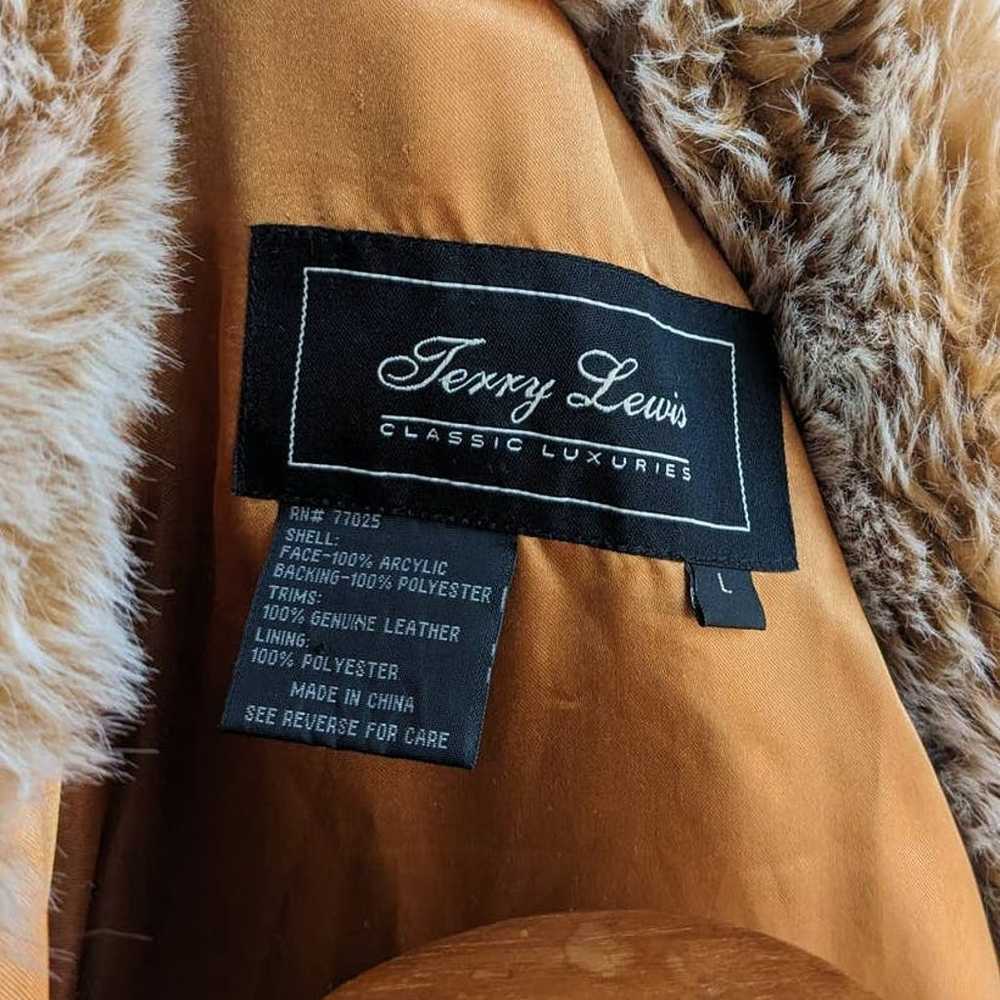 Vintage Fluffy Vegan Fur Coat Genuine Suede Orang… - image 9