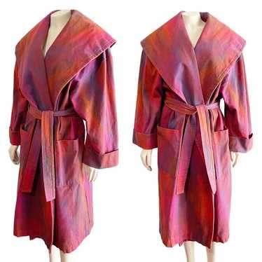 Tye Dye Denim Wrap Coat Multicolor Pink Orange Pur