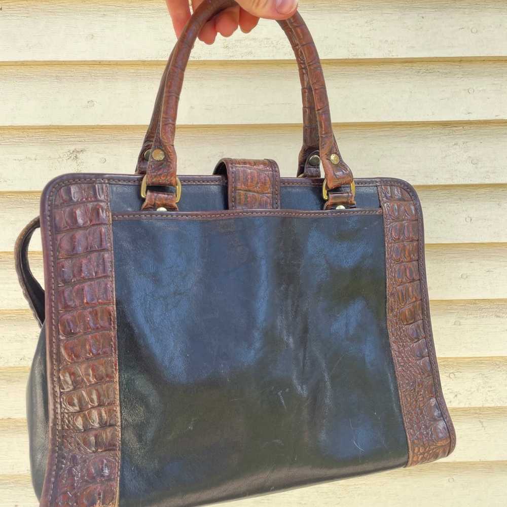 VTG Brahmin Leather Handbag Black Croc Leather - image 4