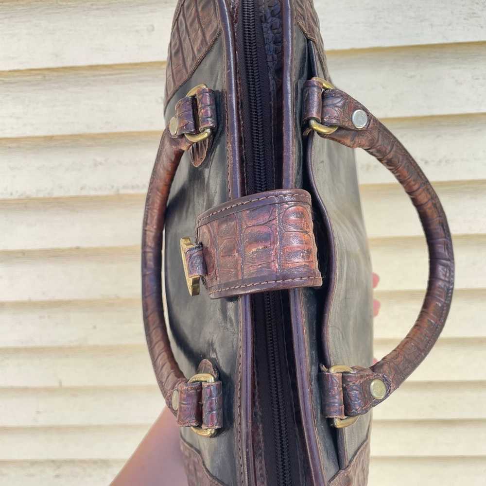 VTG Brahmin Leather Handbag Black Croc Leather - image 7