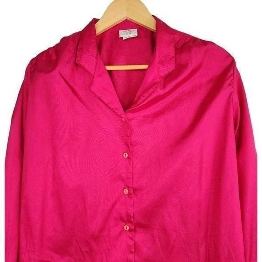 Langtry Vintage Solid Silky Buttondown Top Size M - image 3