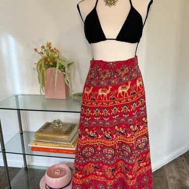 Vintage boho wrap midi skirt