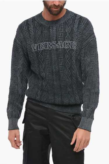 Versace og1mm0524 Crew Neck Cotton Pullover in Gre