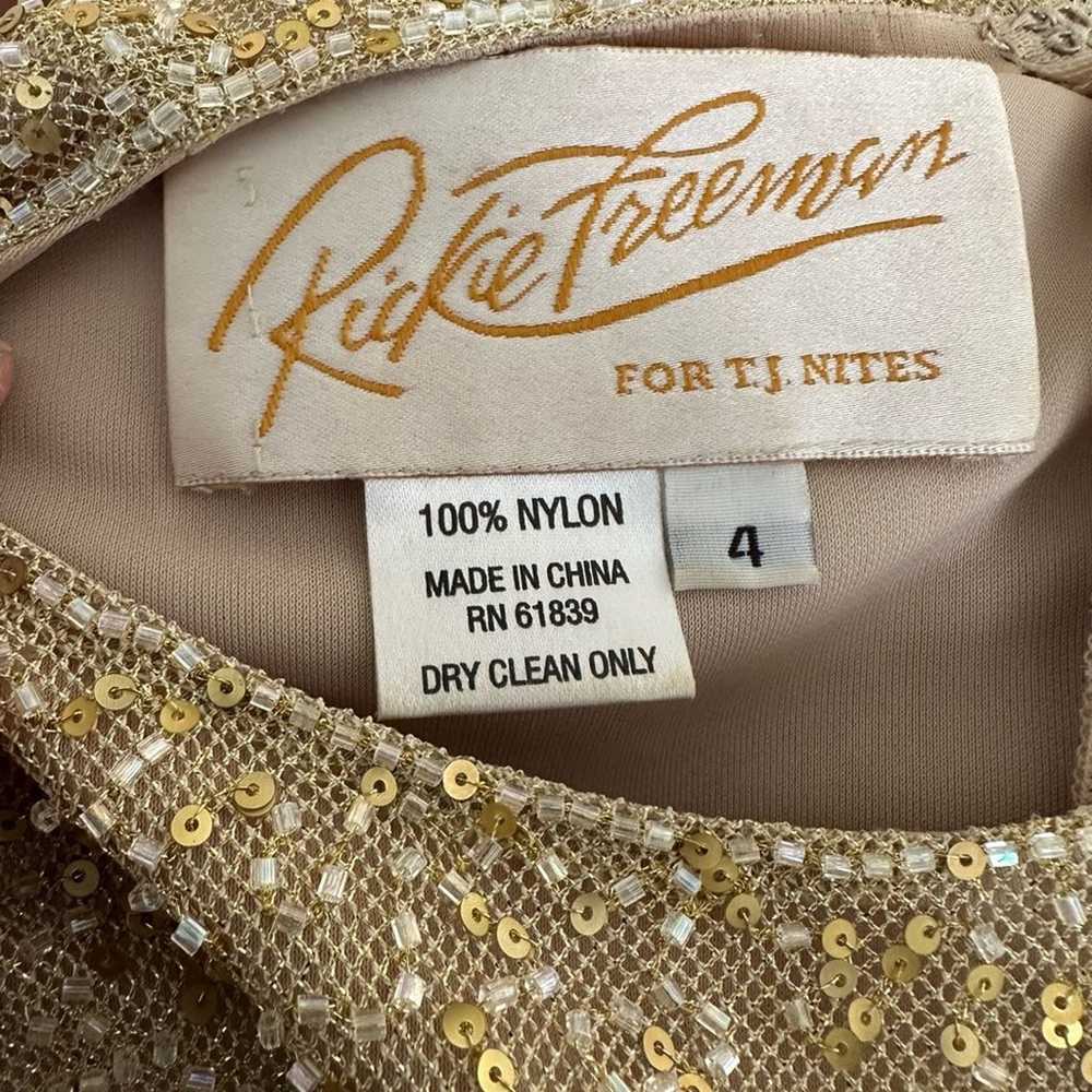 Vintage Rickie Freeman TJ Nites Gold Sequin Maxi … - image 3
