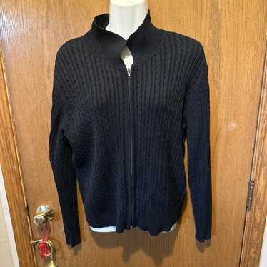 Large Crystal Kobe black patterned zip up Sweater… - image 1