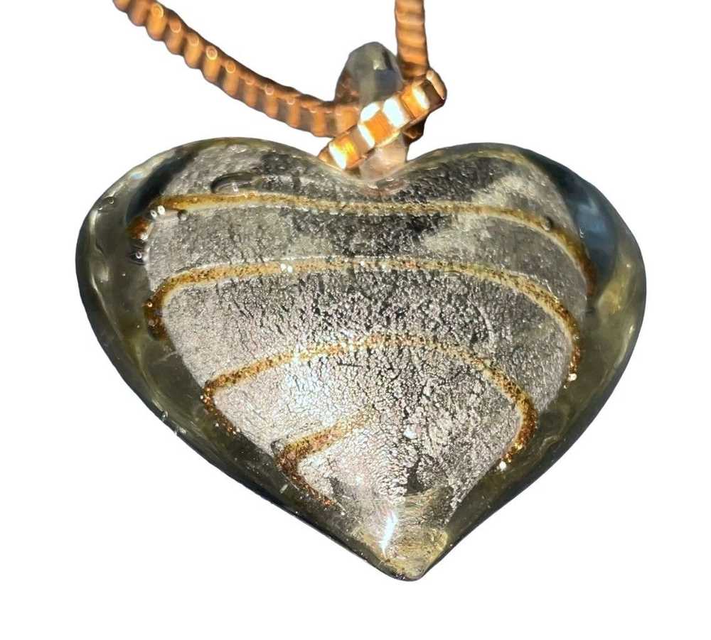 Vintage Vintage Murano Glass Heart Pendant & Neck… - image 1