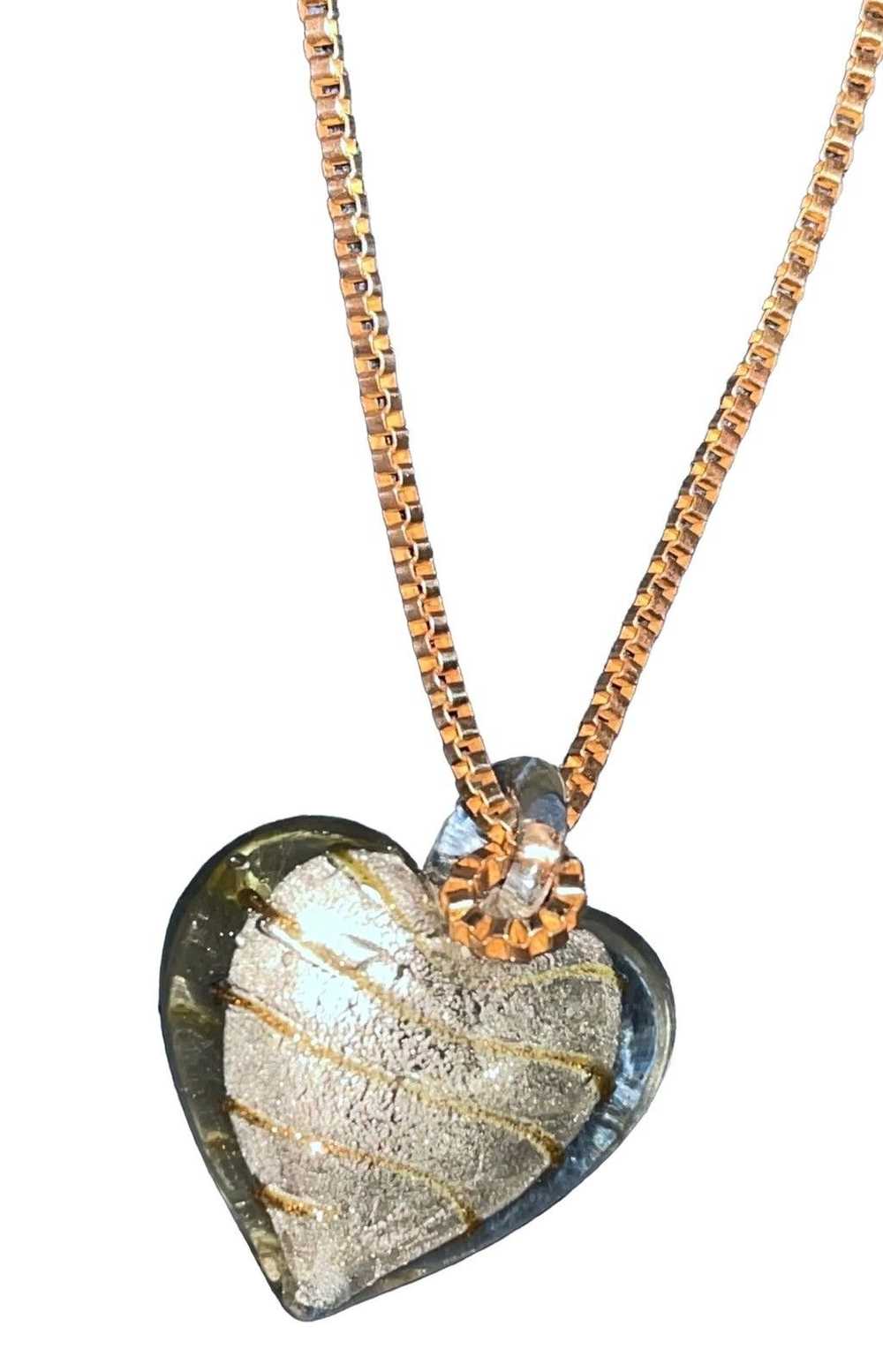 Vintage Vintage Murano Glass Heart Pendant & Neck… - image 3