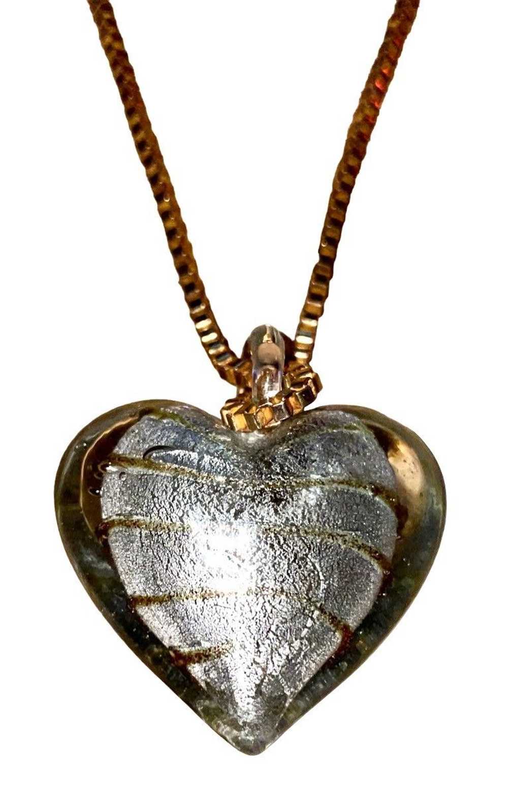 Vintage Vintage Murano Glass Heart Pendant & Neck… - image 7