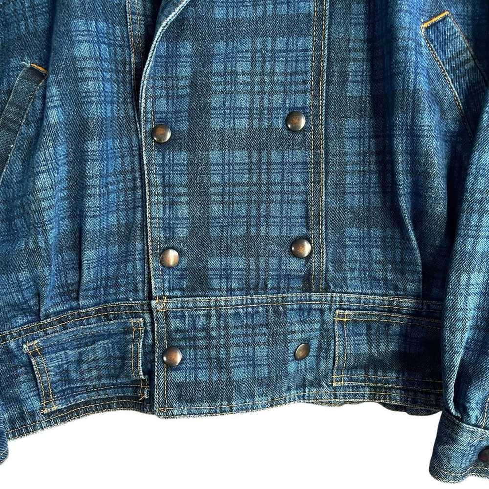 Vintage 80s plaid denim bomber jacket size large - image 4