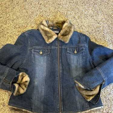Retro/ vintage Y2K XL Giacca denim coat with faux 