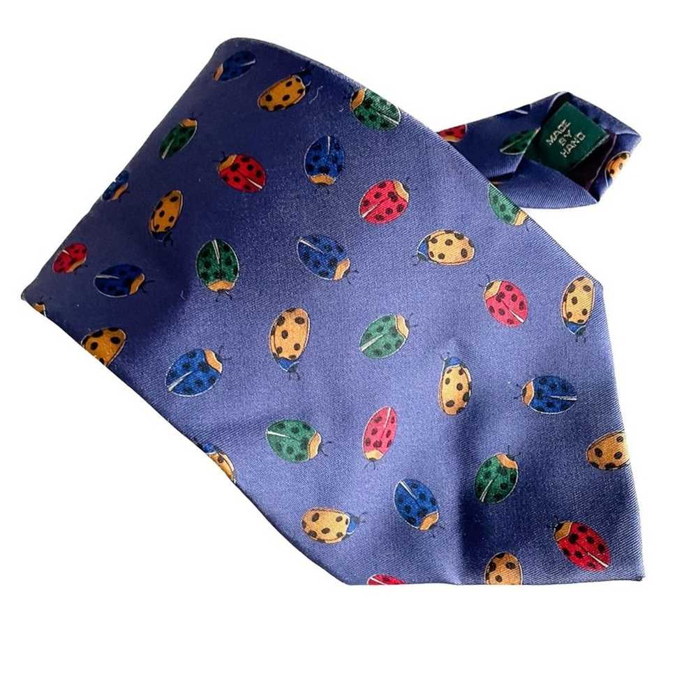 Vintage J.Crew 100% silk handmade lady bug tie ne… - image 6