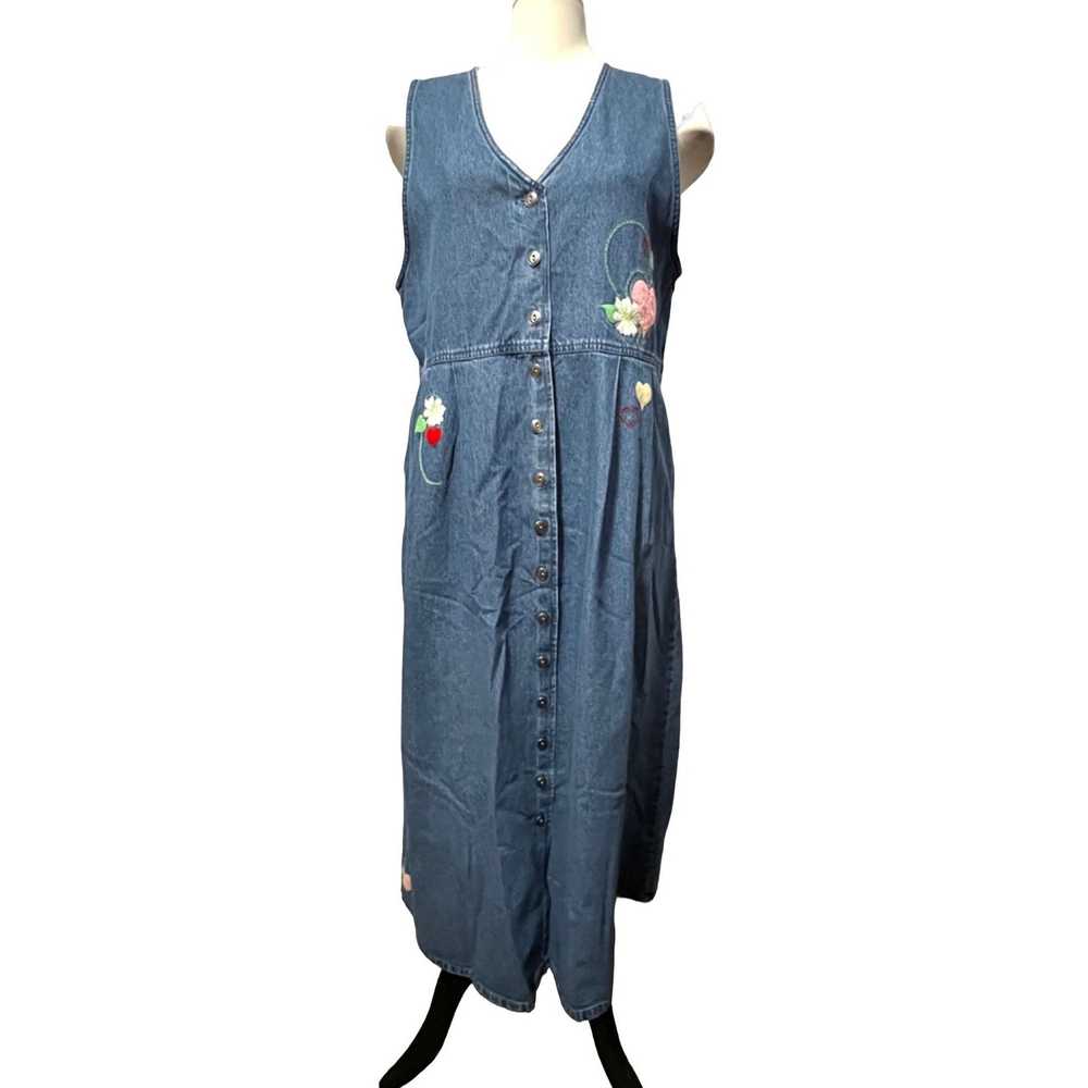 Vintage Vintage Denim Cottage Core Dress Sz Large… - image 1