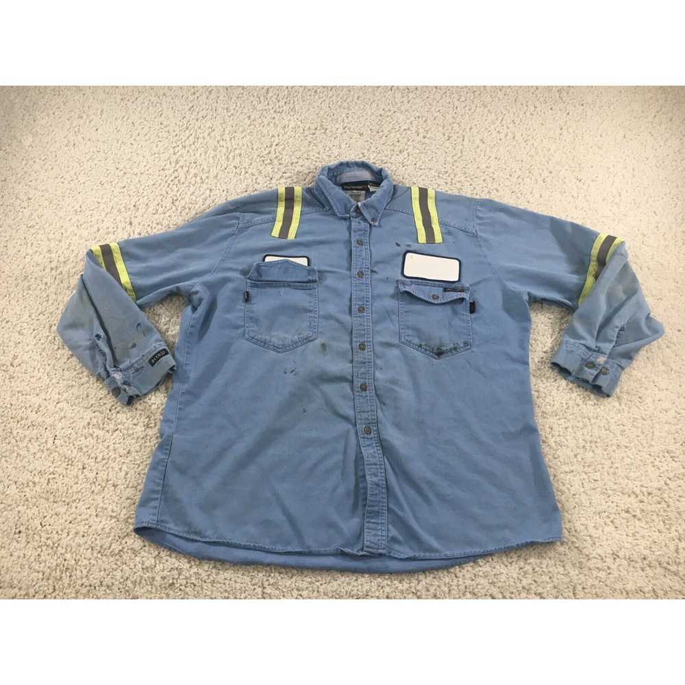 Vintage Workrite Shirt Mens Extra Large Blue Butt… - image 1