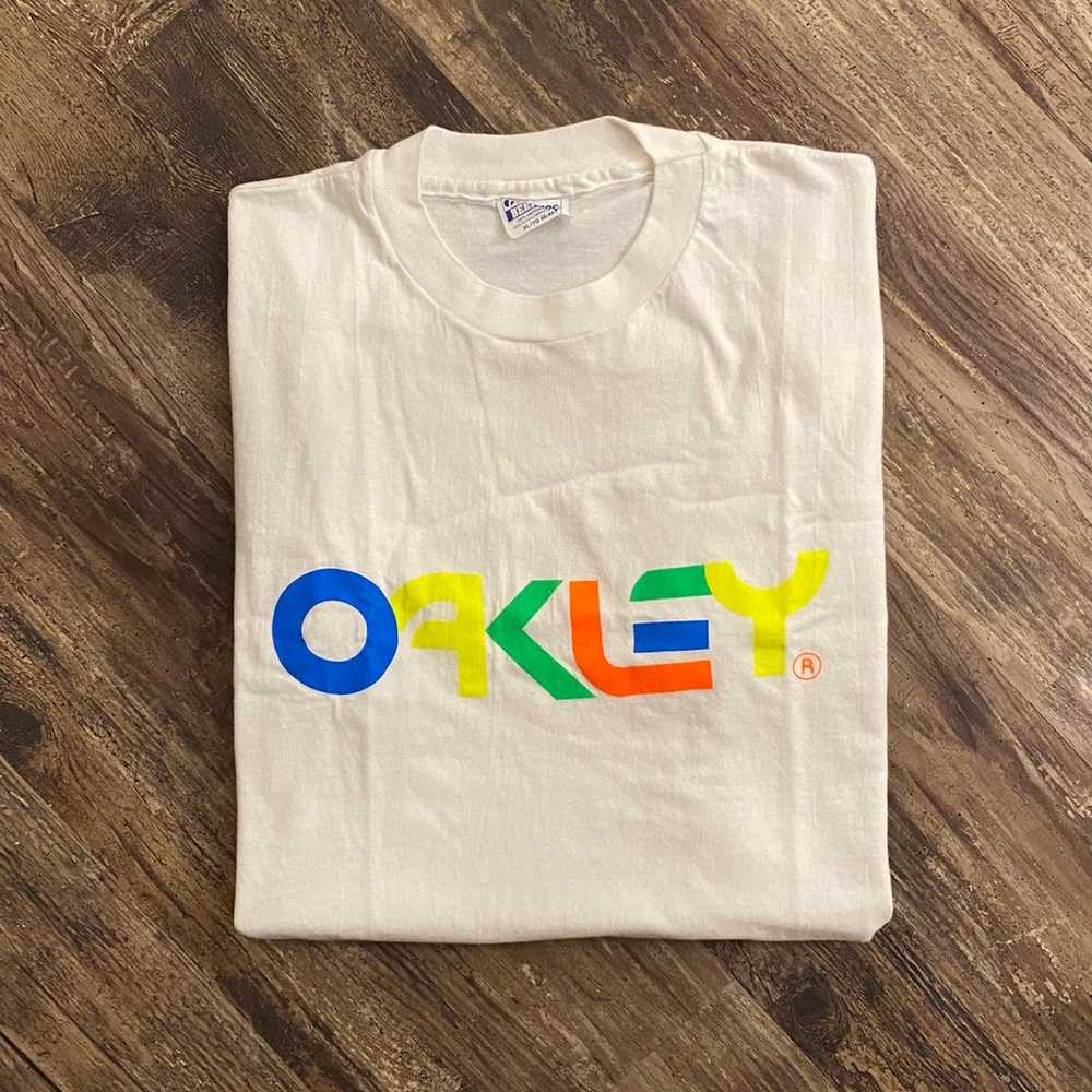 Vintage 1990s Oakley Colorful Spellout Shirt - image 1