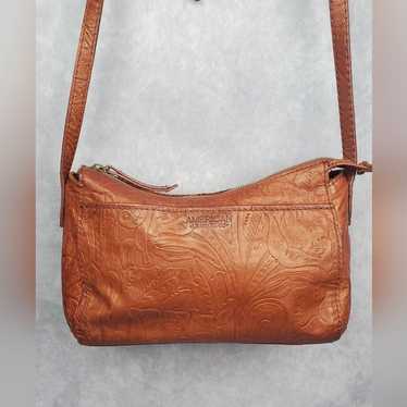 American Leather Co Embossed Genuine  Brown Leathe