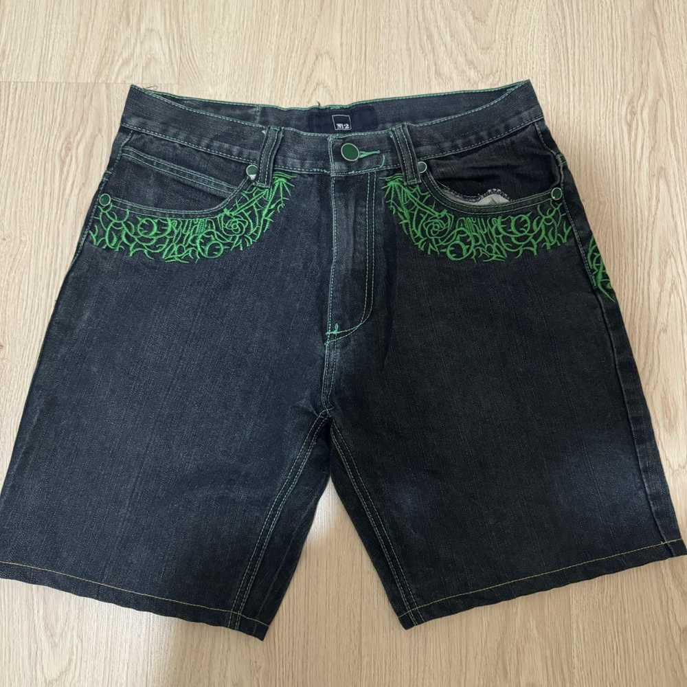 Japanese Brand M2 Jeans Embroidery Shorts - image 2