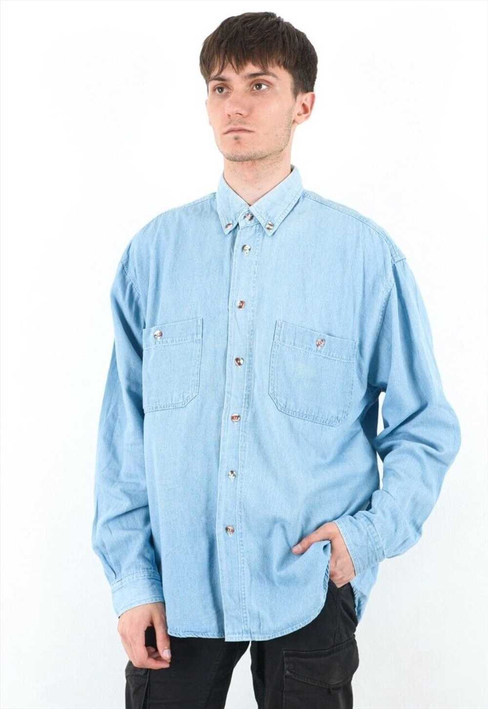 ORVIS Vintage Men M Shirt Long Sleeved Retro Jean… - image 2