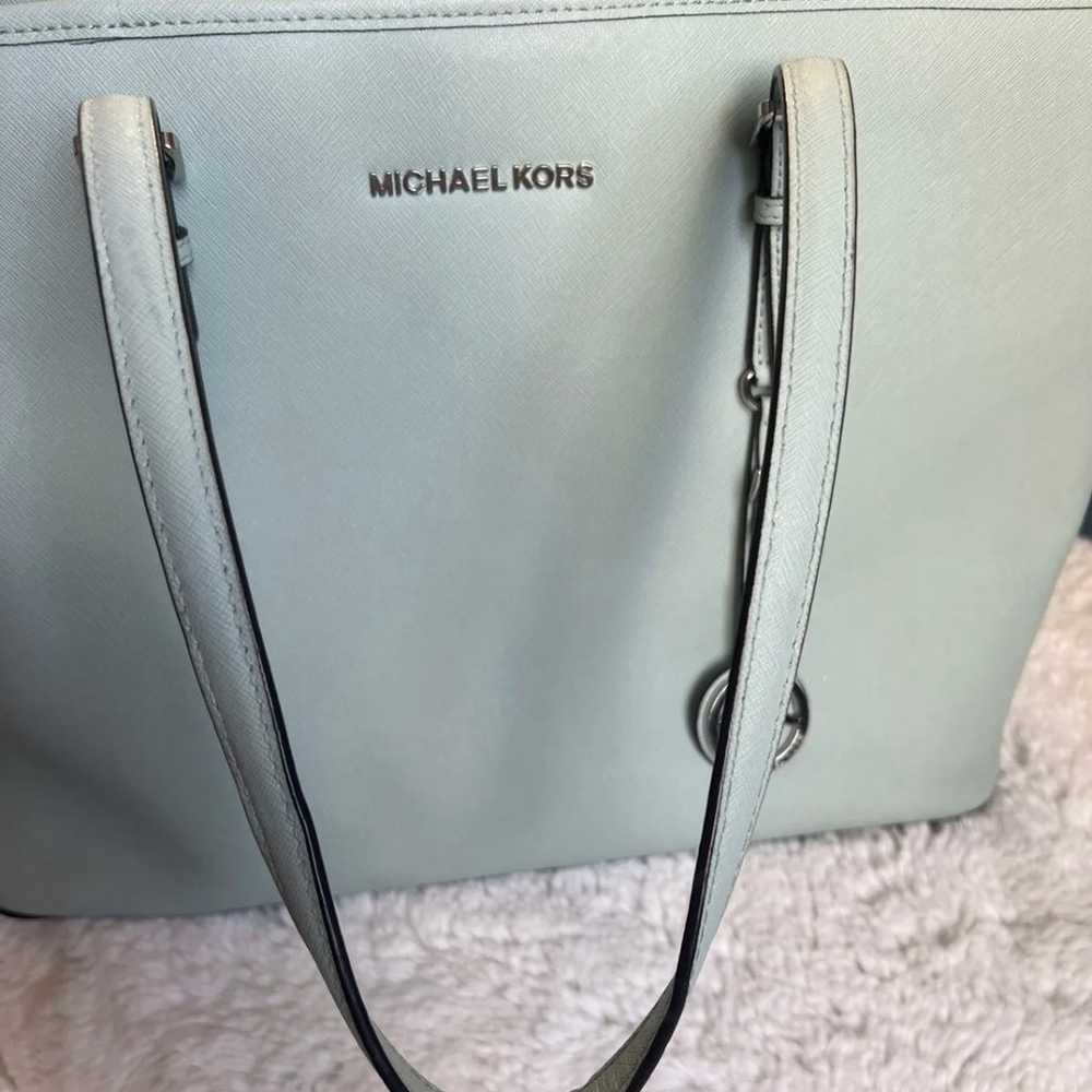 Michael Kors Jet Set Tote Bag Mint Green Blue Pur… - image 2