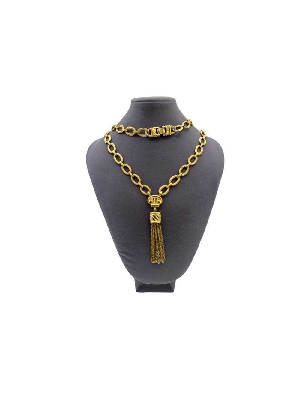 Signed Monet Vintage Jewelry Long Gold Layering C… - image 1