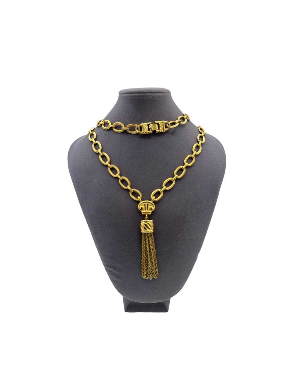 Signed Monet Vintage Jewelry Long Gold Layering C… - image 2