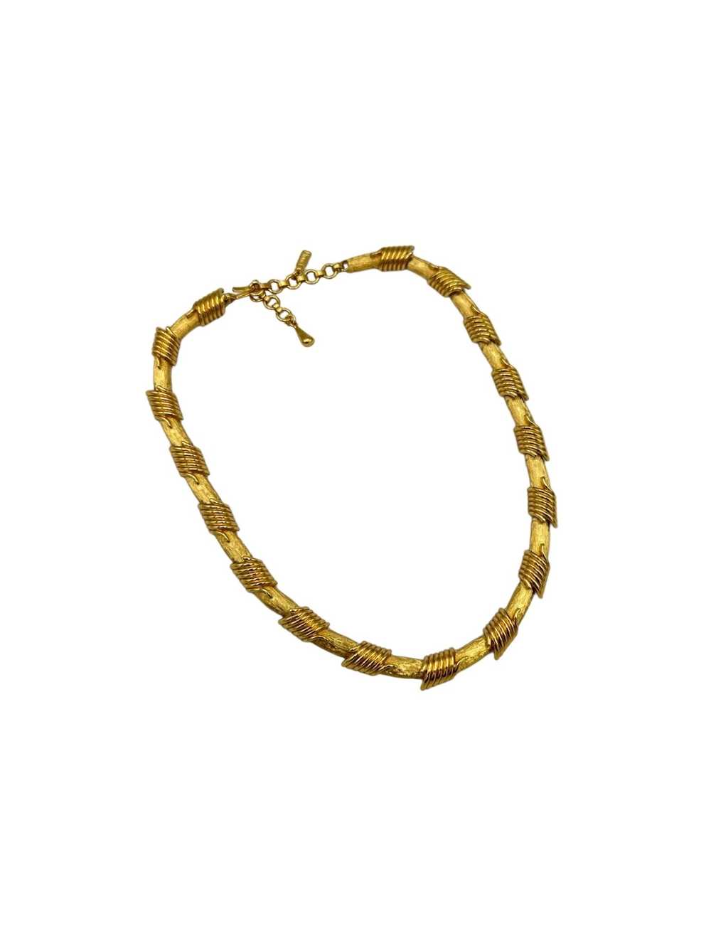 Monet Vintage Jewelry Gold Brush Textured Link Ne… - image 1