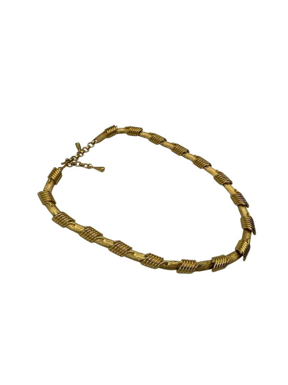 Monet Vintage Jewelry Gold Brush Textured Link Ne… - image 3
