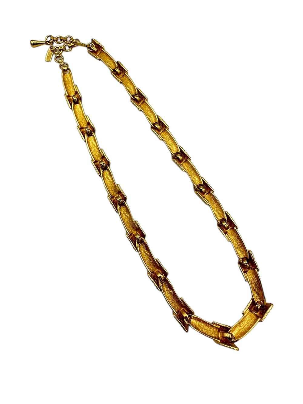 Monet Vintage Jewelry Gold Brush Textured Link Ne… - image 5