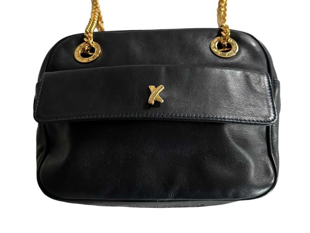 Paloma Picasso Vintage Handbag Black Leather Cros… - image 3