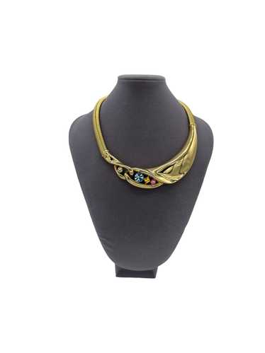 Givenchy Gold Snake Chain Bib Pastel Rhinestone St