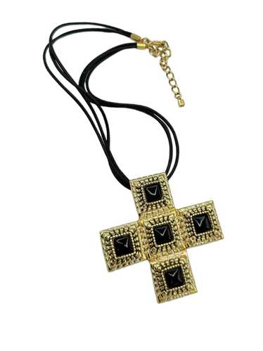 St. John Large Gold Cross Designer Brooch Pendant