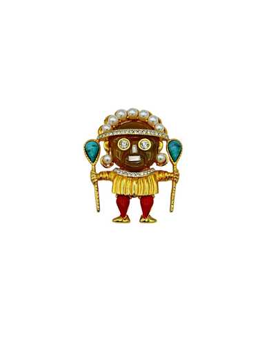 Kenneth Jay Lane KJL Aztec Medicine Man Brooch