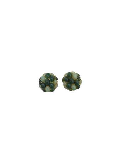 Joan Rivers Gold Green Jade Cabochon Cluster Clip-