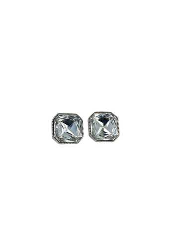 Silver St. John Large Clear Crystal Clip-On Earrin