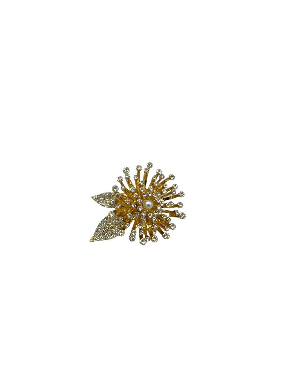 Anne Klein Gold Three Dimensional Flower Brooch - image 1