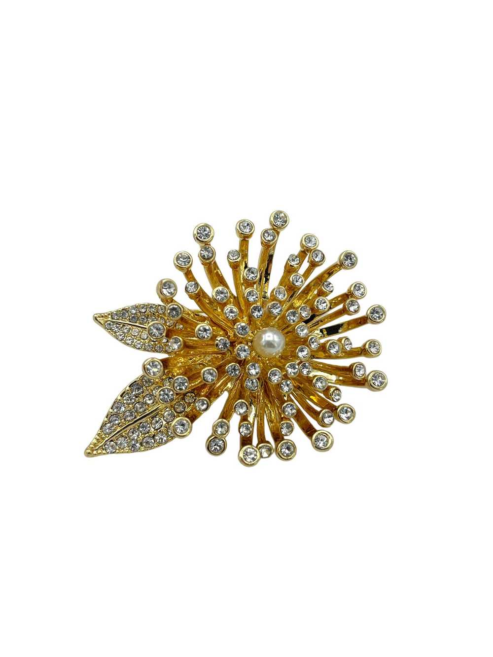 Anne Klein Gold Three Dimensional Flower Brooch - image 2